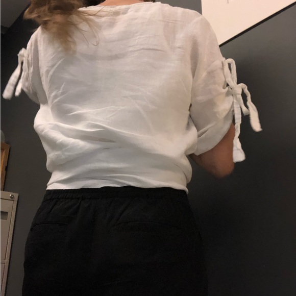 WHITE LINEN BUTTON UP SHIRT - Picture 11 of 11